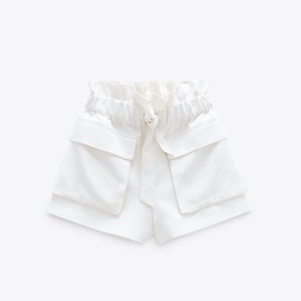ZARA ECRU OFF WHITE RUSTIC SHORTS TRF